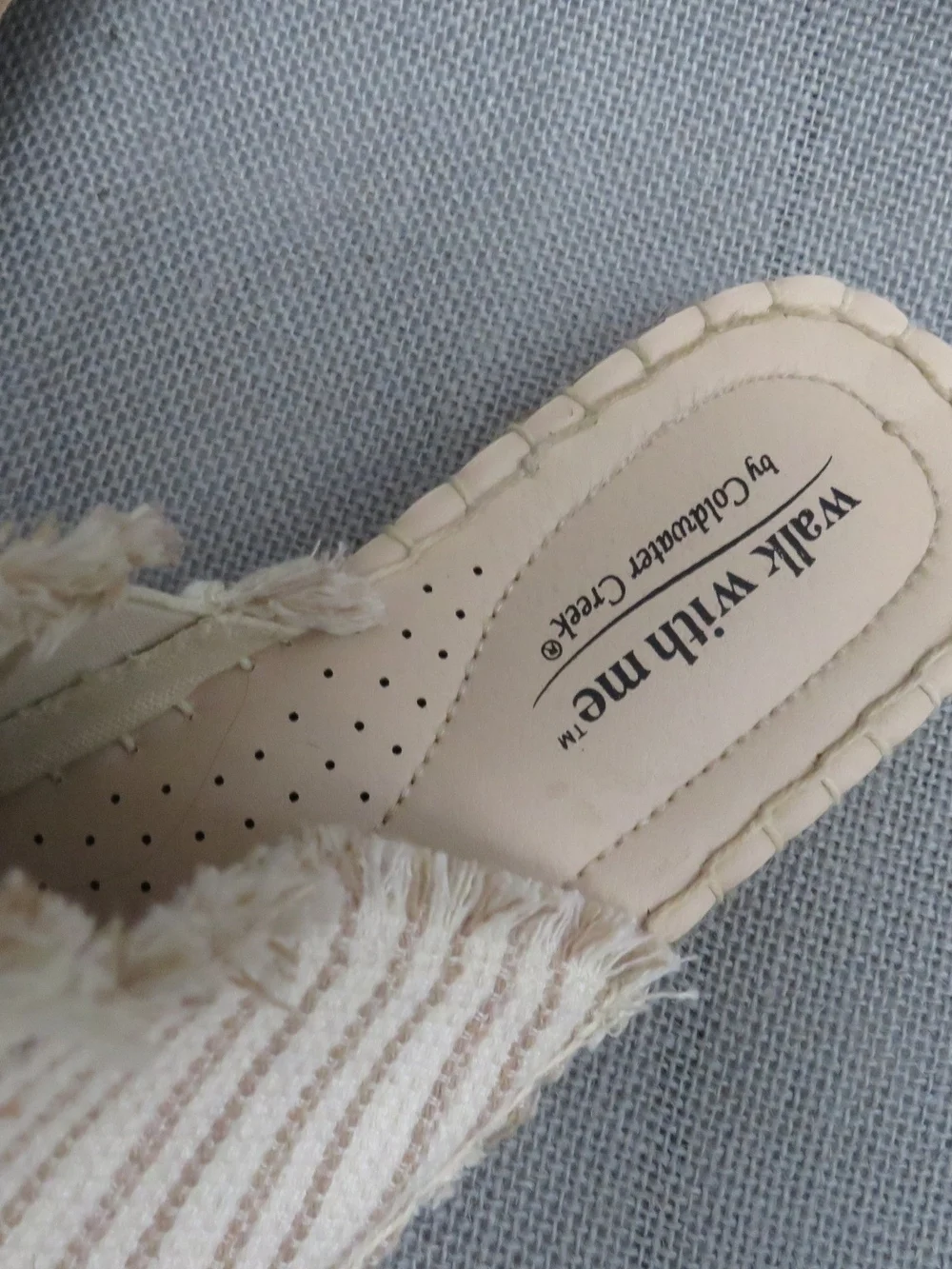 Cream Striped Slip-On Espadrille Mules - Women